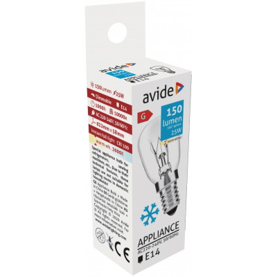 Kaitrinė šaldytuvų lemputė AVIDE, E14, T26, 3000K, 220-240V, 150 lm, 360 °-0