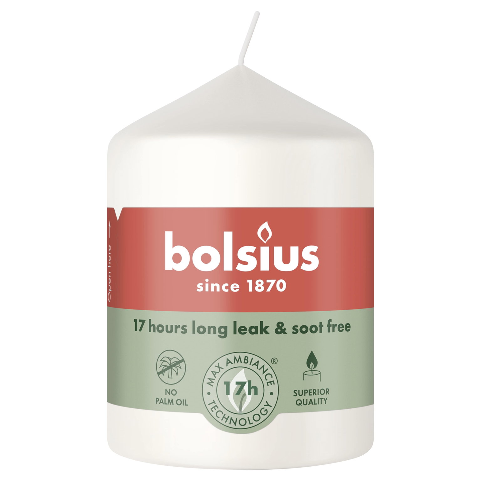 Cilindrinė žvakė BOLSIUS, baltos sp., 5,8 x 8 cm-0