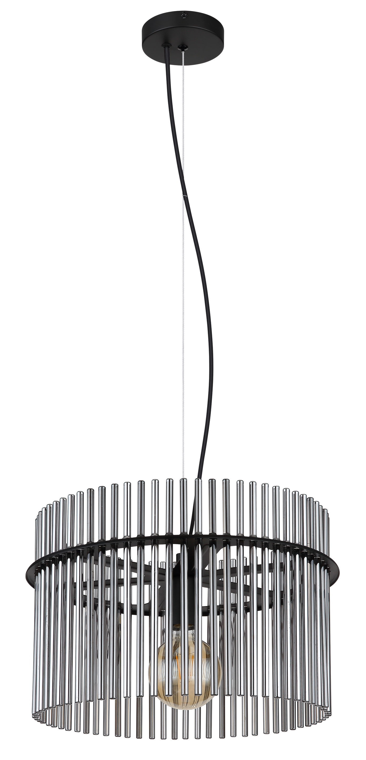 Pakabinamas šviestuvas GLOBO GORLEY, 1xE27, 60W, 230V, metalinis, juodos sp, ø40x150cm-1