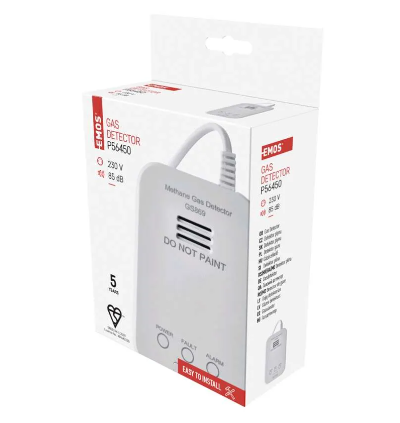 Dujų nuotekio detektorius, 85 dB, 230 V, IPX2D, baltas-1