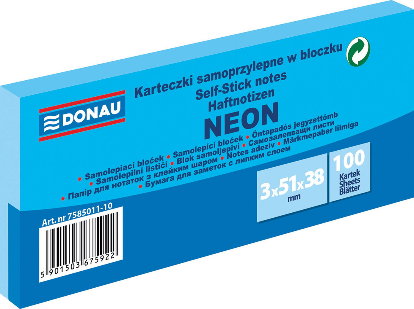 Lipnūs lapeliai neon mėlyni 51x38 mm, 3x100 vnt-0