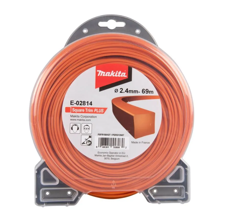 Kvadratinis žoliapjovės pjovimo lynas MAKITA Plus, 2,4 mm x 69 m-0