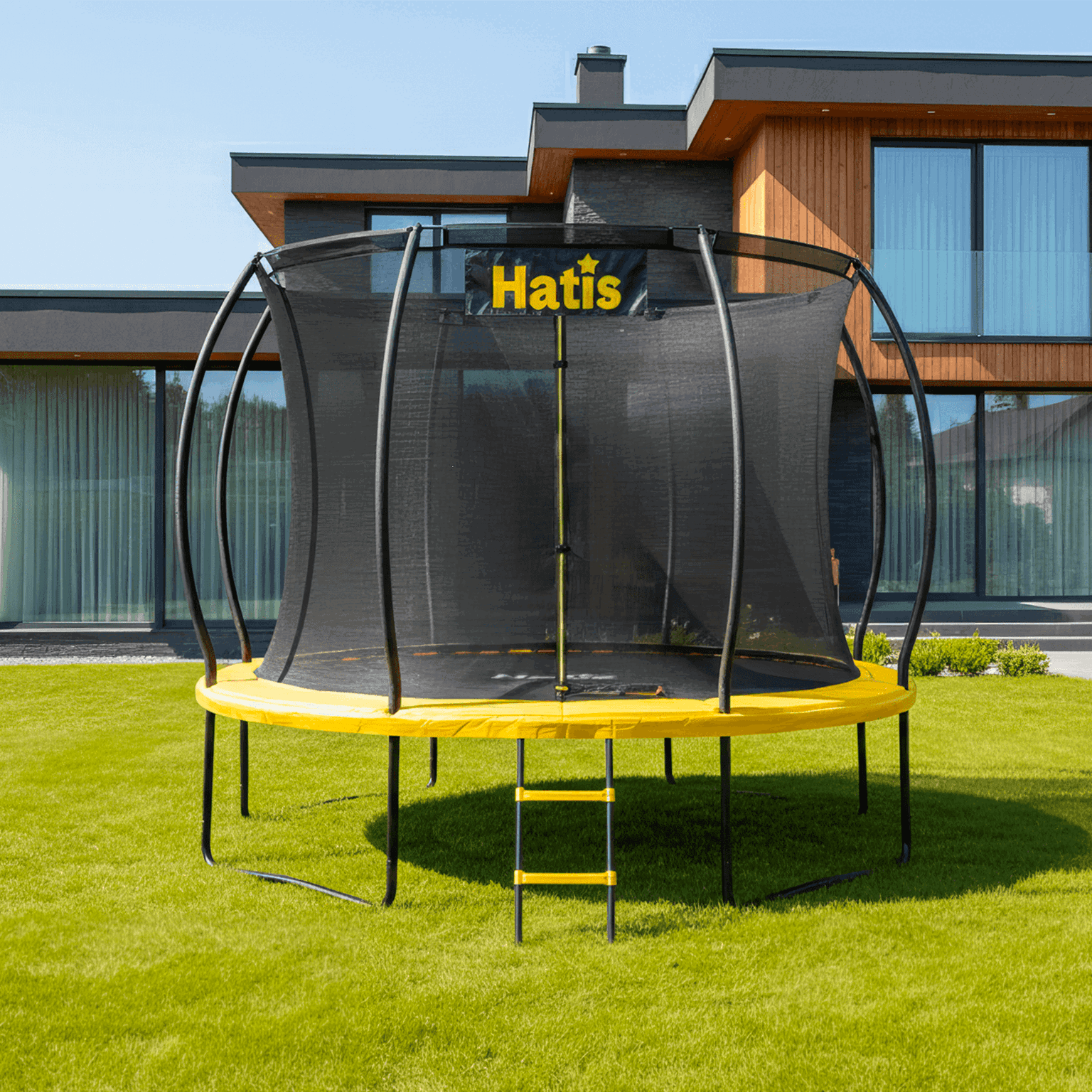 Batutas HATIS 2,44 m. su vidiniu apsauginiu tinklu ir laipteliais-1