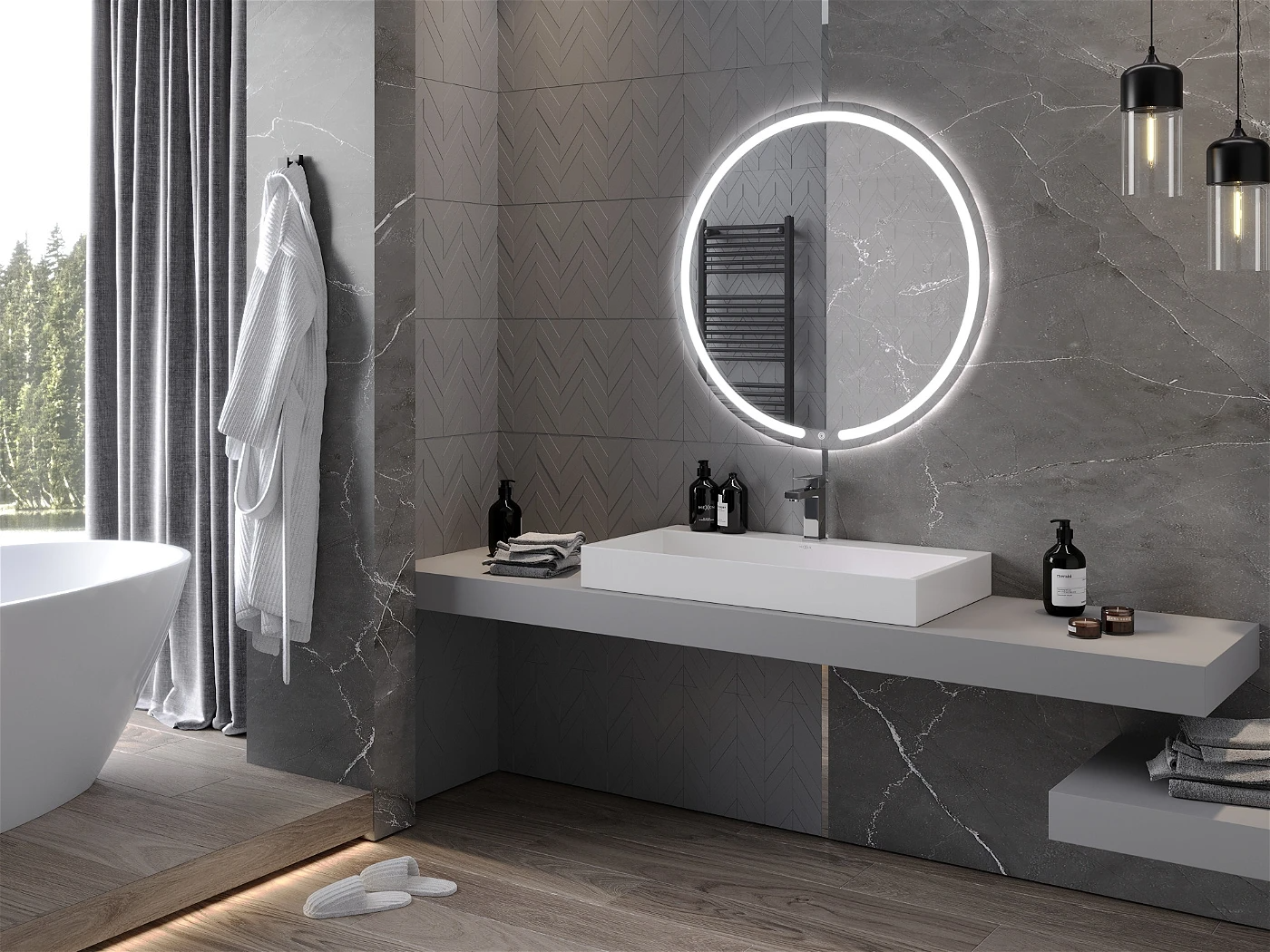 Vonios veidrodis Mexen Rose su LED apšvietimu ir šildymo kilimėliu, 90 cm - 3
