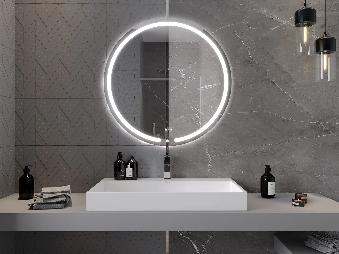 Vonios veidrodis Mexen Rose su LED apšvietimu ir šildymo kilimėliu, 90 cm - 4