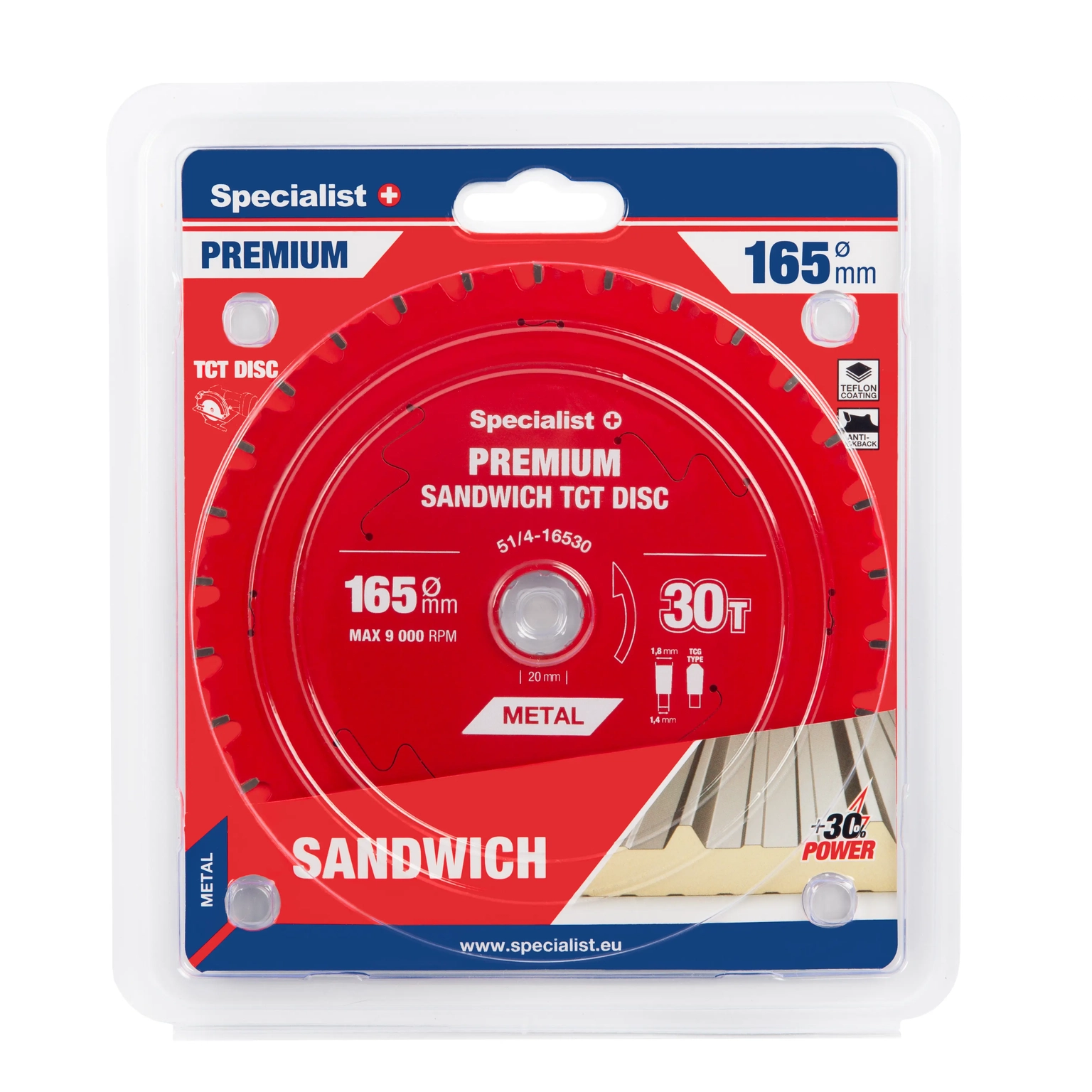 Metalo pjovimo diskas SPECIALIST+ Premium, 165 x 1,8 x 20 mm, 30 dantų, 0°, TCT-0