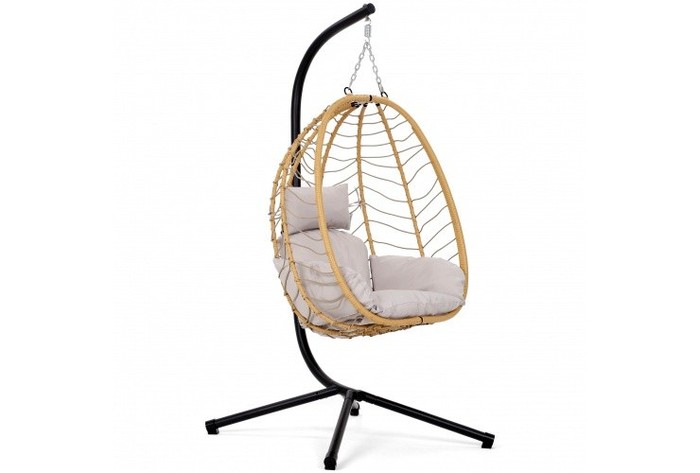 Pakabinamas krėslas Lugo, Black / Beige - 4