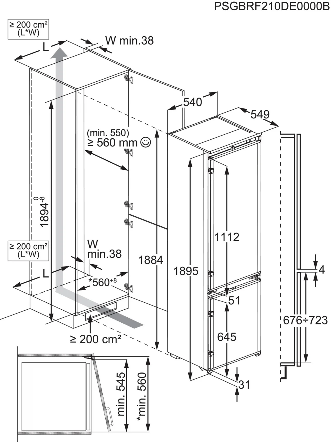 Šaldytuvas su šaldikliu ELECTROLUX LNS6TE19S, baltos sp., 190 cm - 4