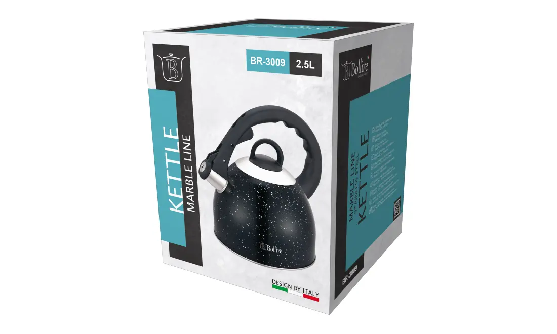 Virdulys su švilpuku BOLLIRE, juodos sp., 2,5 L-1