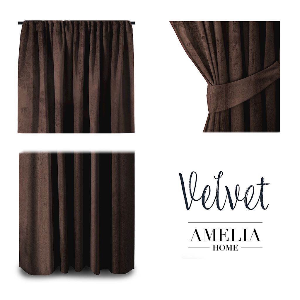 Naktinė užuolaida AmeliaHome VELVET, 140 x 245 cm, ruda - 5