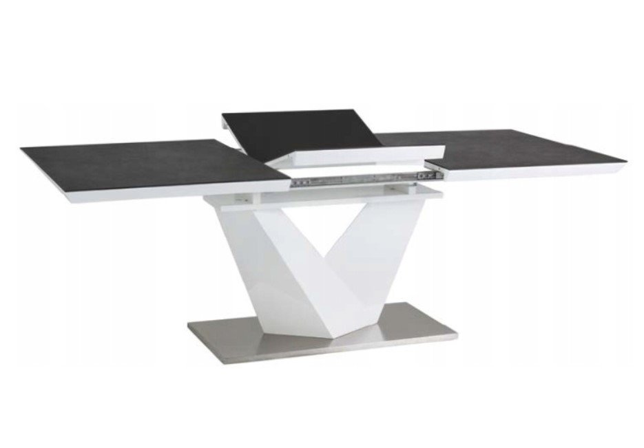 Valgomojo stalas ALARAS II, 160 x 90 cm, juoda/balta - 3