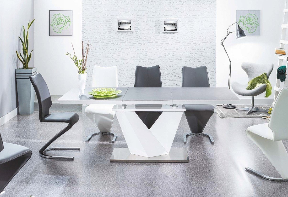 Valgomojo stalas ALARAS II, 160 x 90 cm, juoda/balta - 2