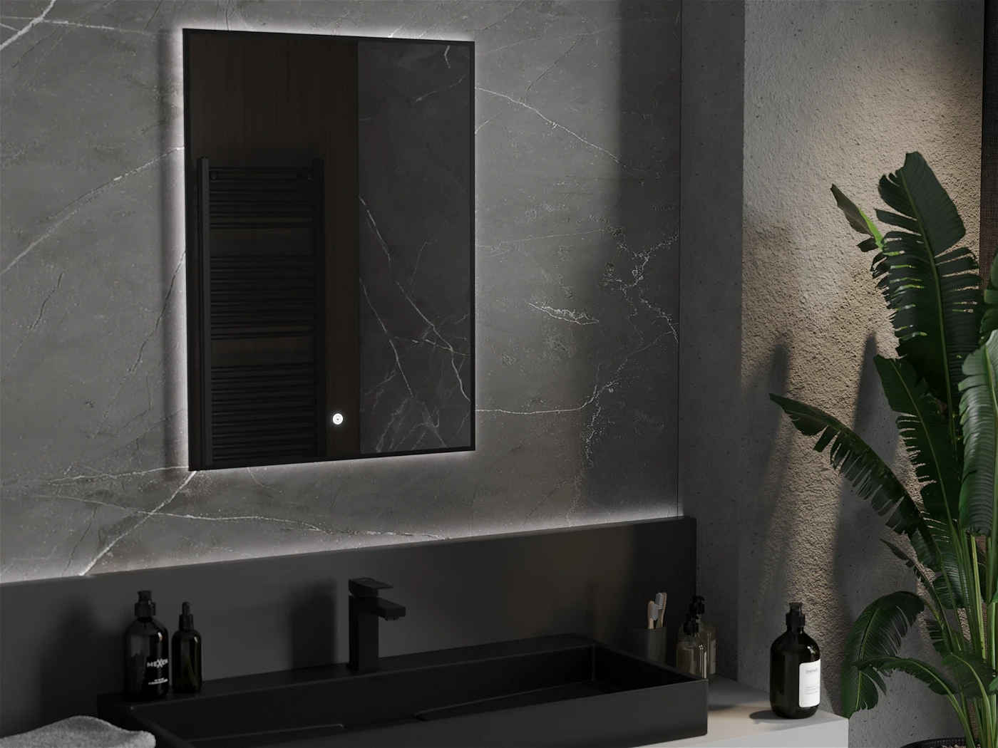 Vonios veidrodis Mexen Erma Black su LED apšvietimu ir šildymo kilimėliu, 60 x 80 cm - 2