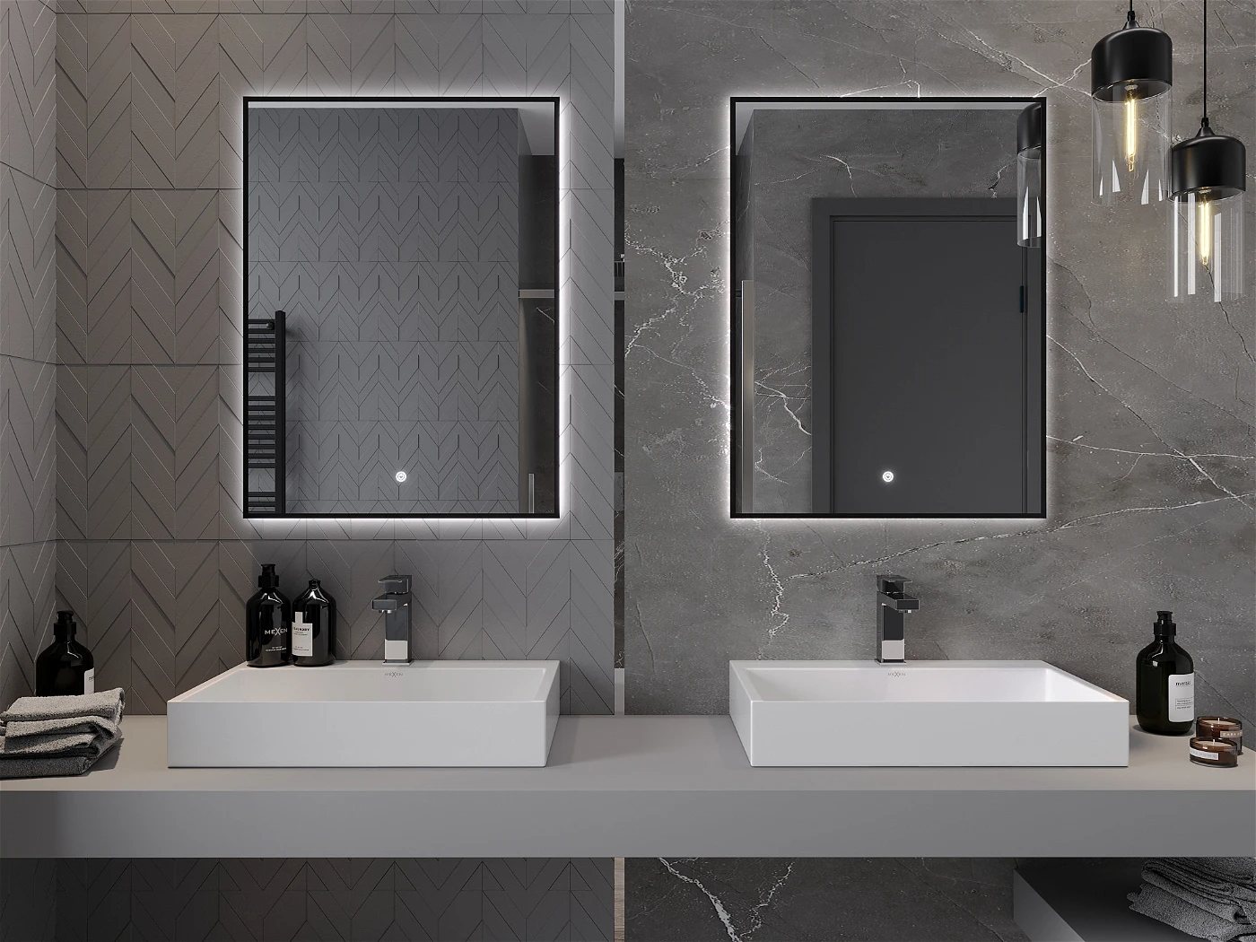 Vonios veidrodis Mexen Erma Black su LED apšvietimu ir šildymo kilimėliu, 60 x 80 cm - 4