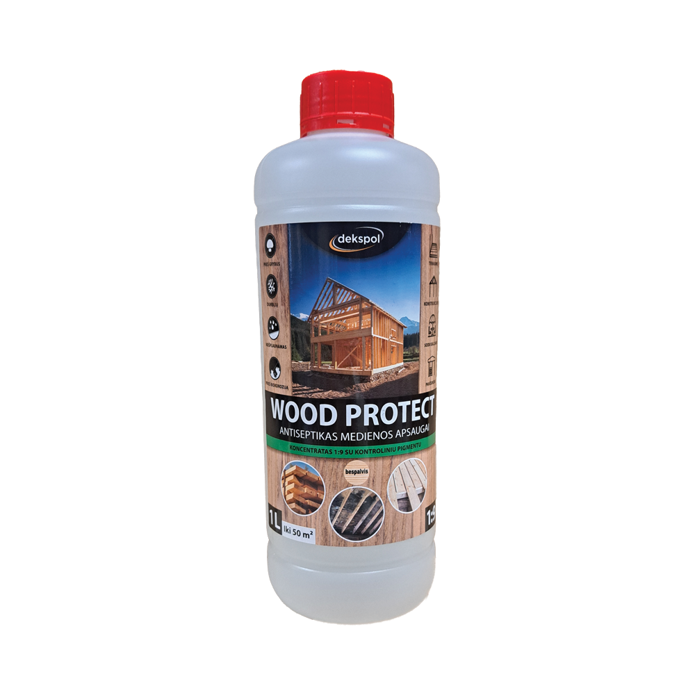 Medienos antiseptikas DEKSPOL WOOD PROTECT, koncentratas 1:9, bespalvis, 1 L-0