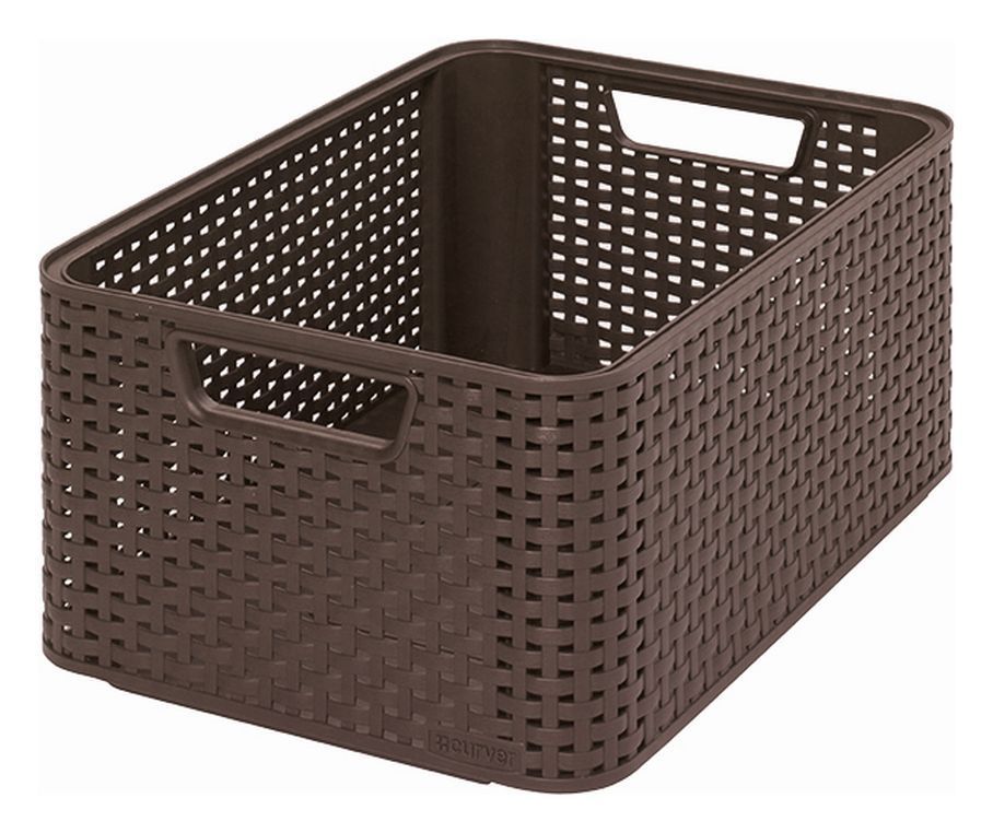 Plastikinis krepšys CURVER RATTAN STYLE, M, tams. rudos sp., 39 x 29 x h17 cm, 18 l-0