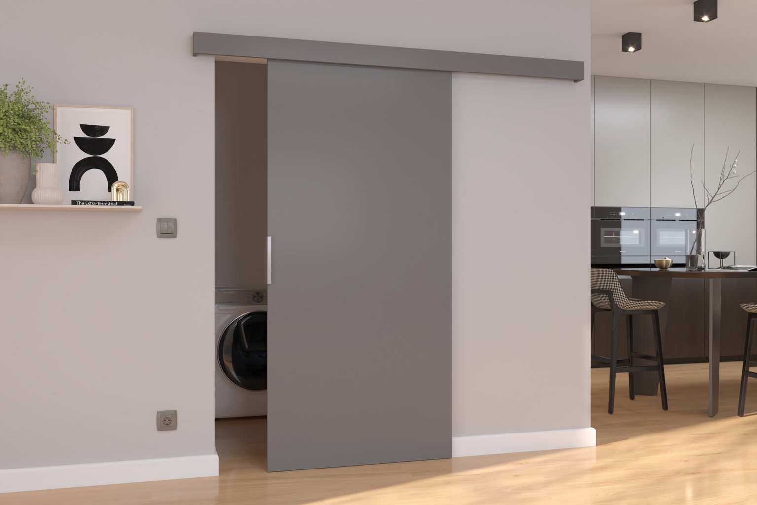 Stumdomos durys PIXI 96, 96 x 205 cm, pilka-0