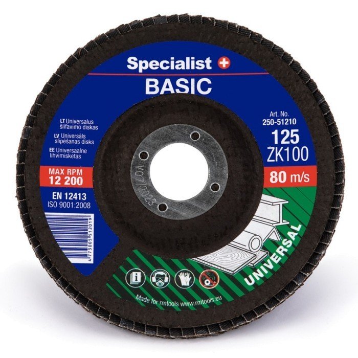 Žiedlapinis šlifavimo diskas SPECIALIST+ Basic, 125 x 22,22 mm, ZK100