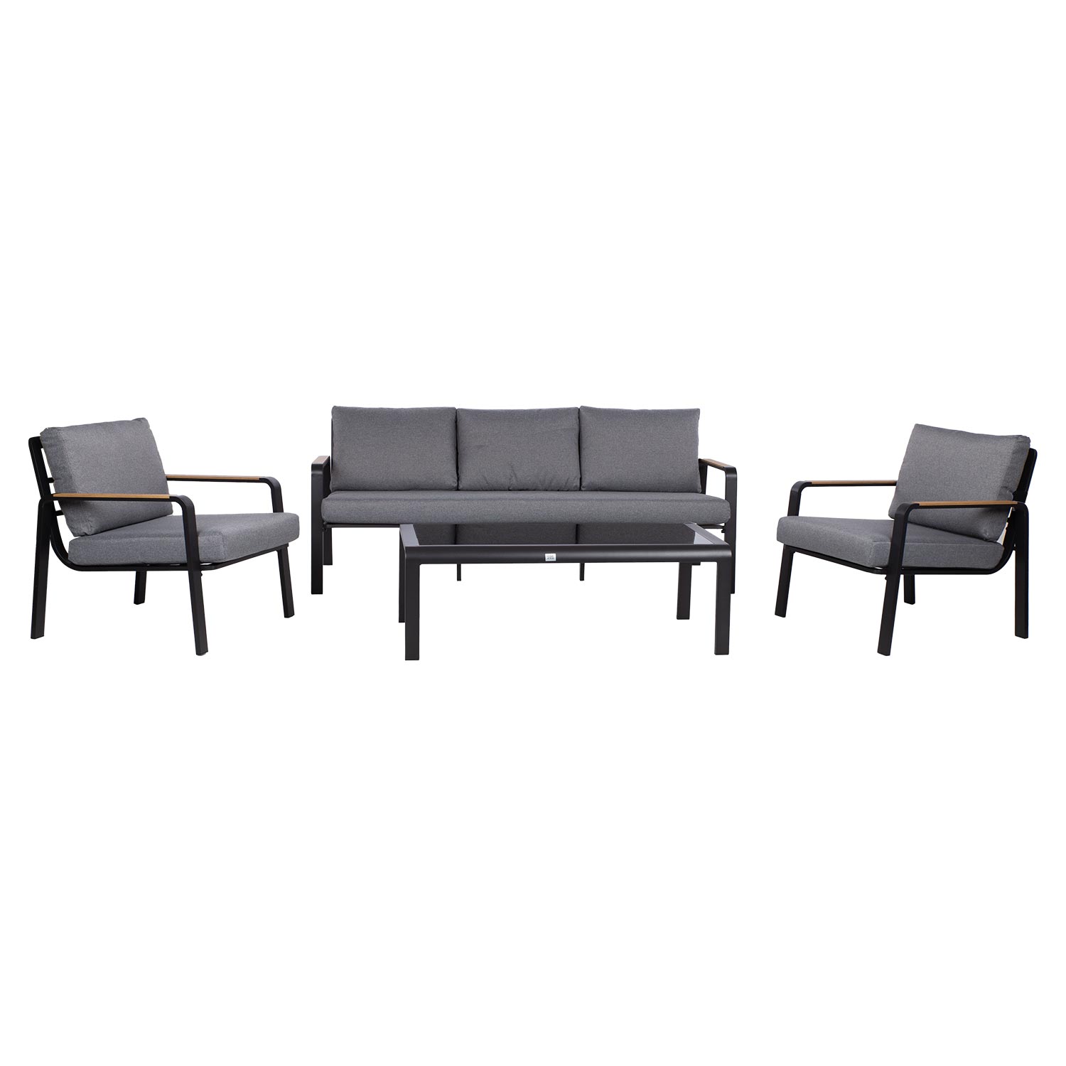 Lauko baldų komplektas Home4you Lona, juodas/pilkas, 5 vietų-1