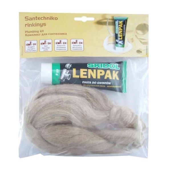 Santechniko rinkinys, pakulos 50 g + sandarinimo pasta 65 g-0