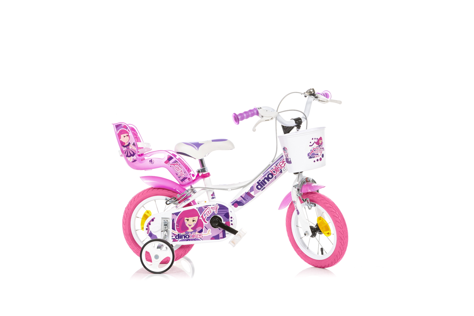 Vaikiškas dviratis Dino Bikes Fairy, baltas/įvairių spalvų, 12"-0
