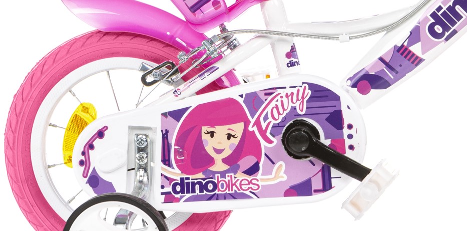 Vaikiškas dviratis Dino Bikes Fairy, baltas/įvairių spalvų, 12" - 4