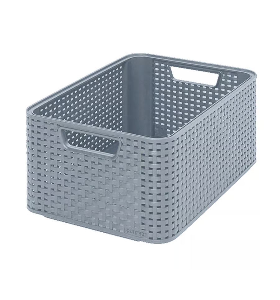 Plastikinis krepšys CURVER RATTAN STYLE, M, šv. pilkos sp., 39 x 29 x h17 cm, 18 l-0