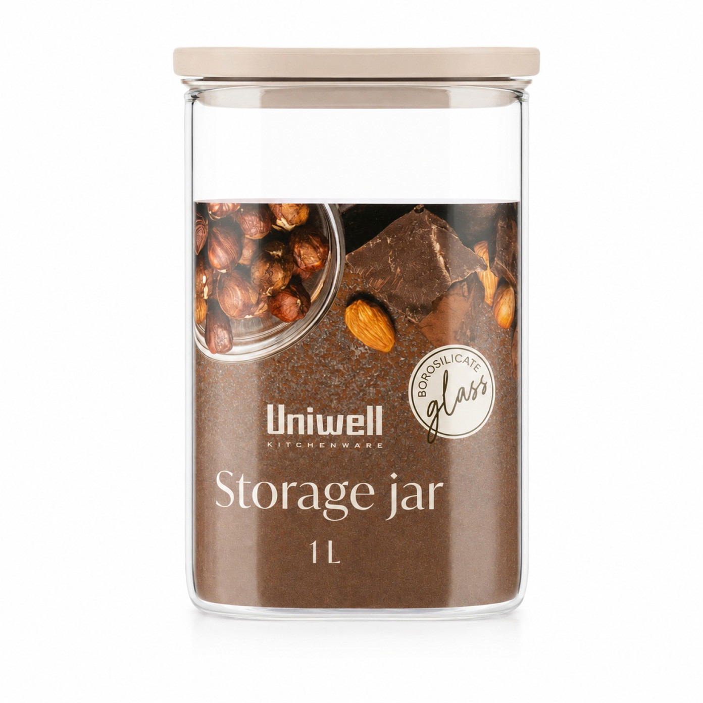 Stiklinis birių produktų indas UNIWELL BARO, 1 L-0