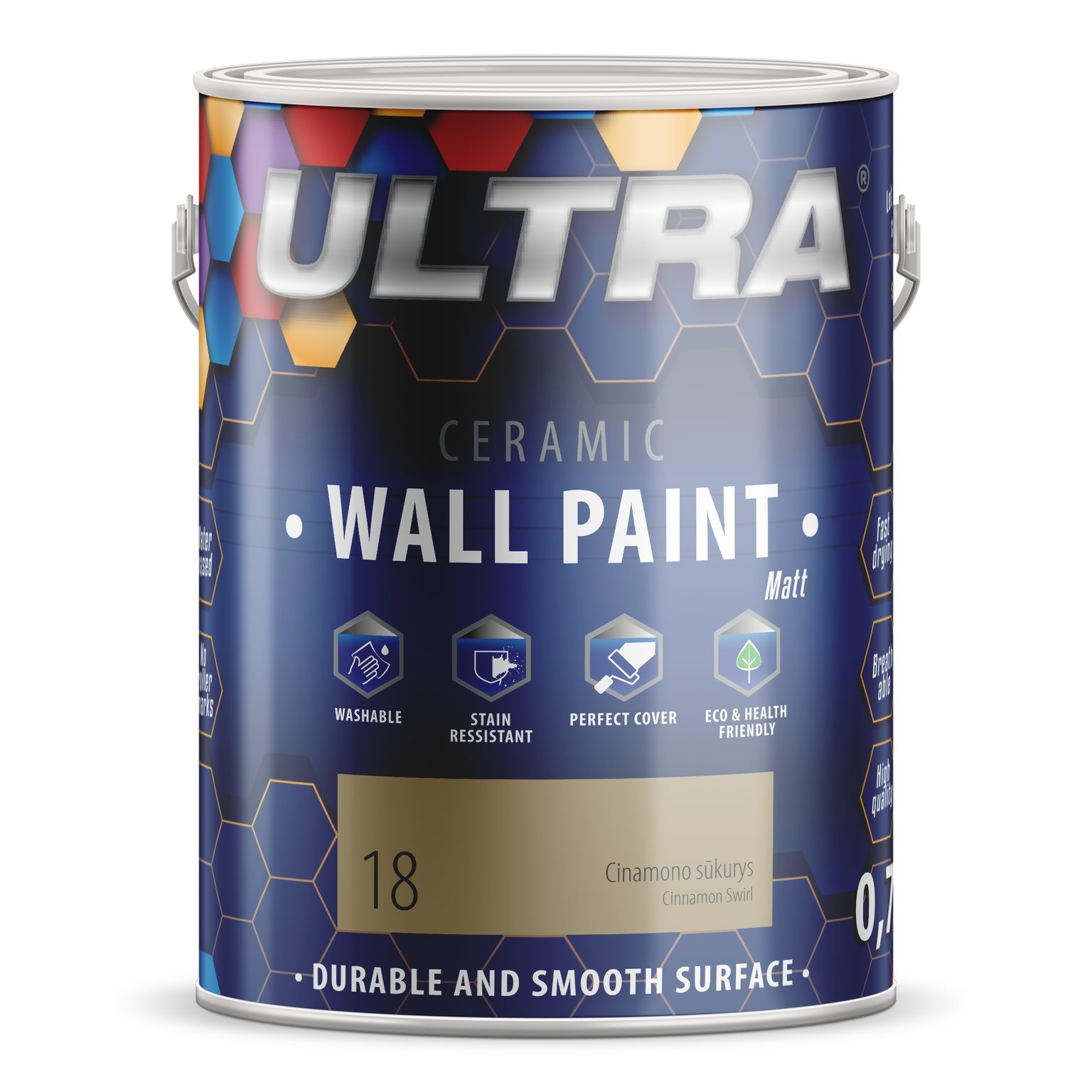 Interjero dažai ULTRA ceramic, cinamono sūkurys (18), 2,5 l - 1
