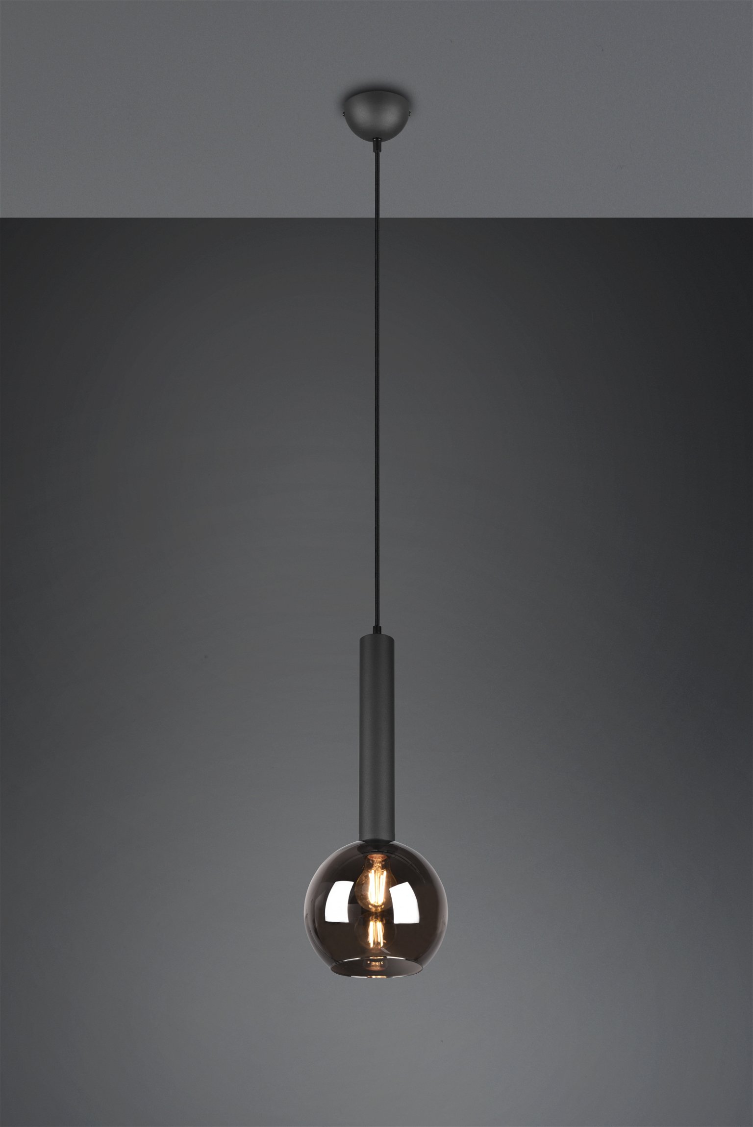 Pakabinamas šviestuvas TRIO CLAYTON, 1 x E27, max 28W, juodos sp., ø20 x h150 cm