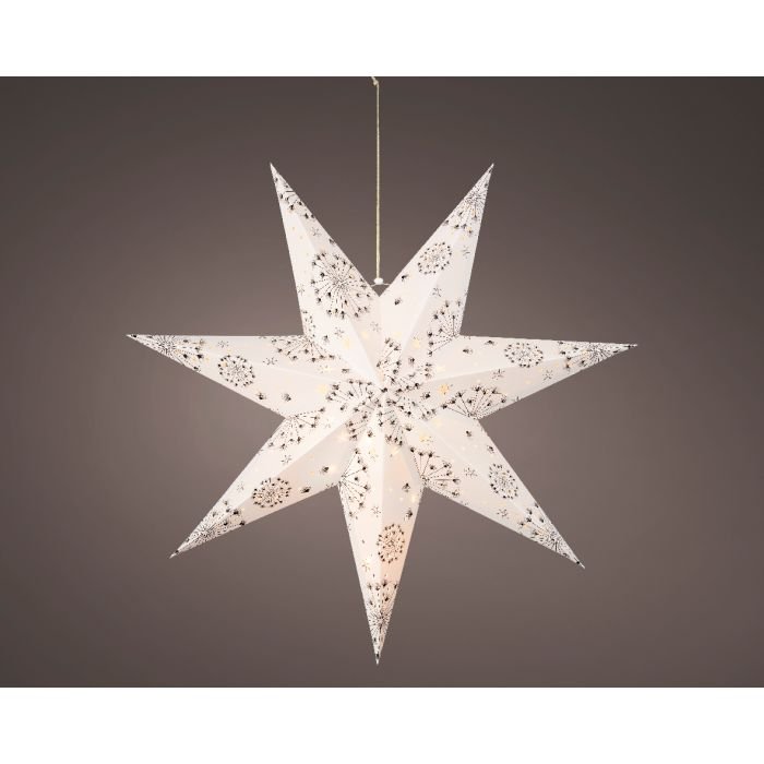 Elektrinė LED dekoracija LUMINEO Paper Star, 20 LED, elementai 3xAA (neįeina), 17 x 60 cm