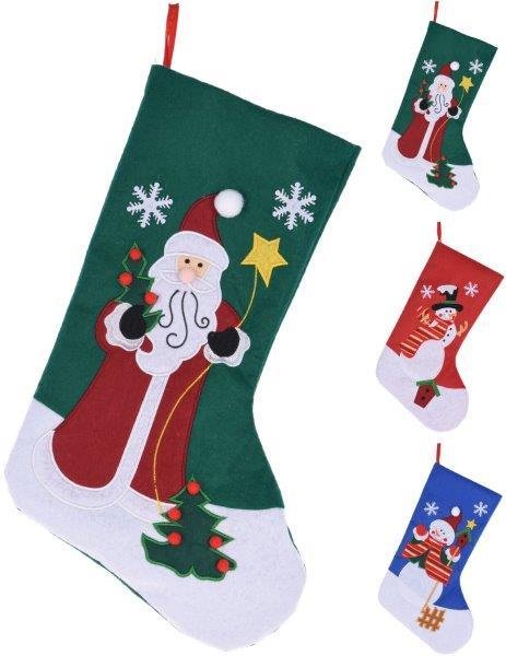 Kalėdinė kojinė SANTA, 45 cm, 3 rūšys