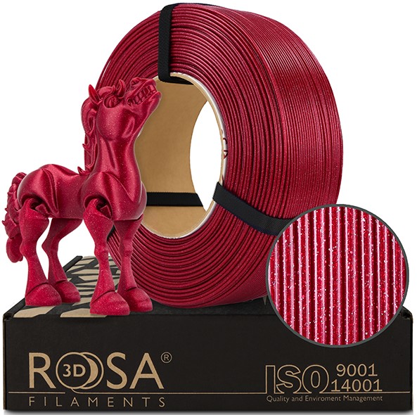 3D plastikas Rosa3D PLA GALAXY RED WINE, 1 kg, 1.75 mm, blizganti raudona sp. - 1