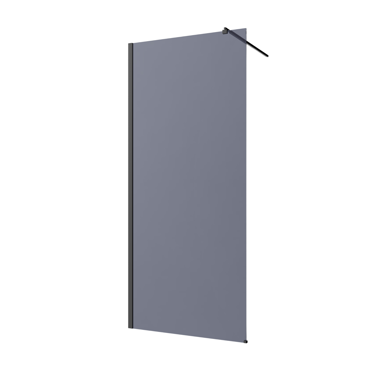 Dušo sienelė INVENA WALK IN II, 8 mm grafito stiklas, juodos sp. rėmas, 80 x 200 cm-0
