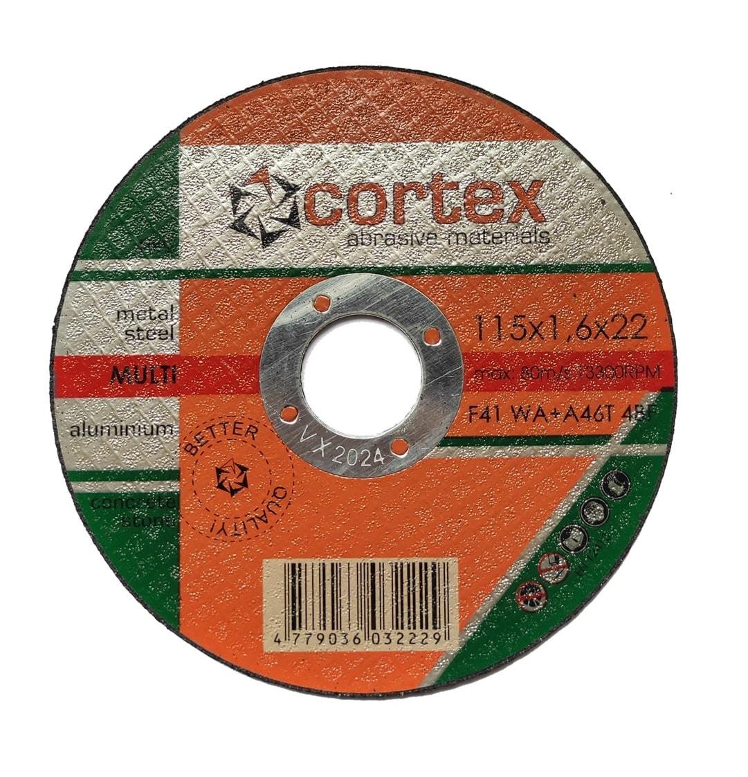 Universalus pjovimo diskas CORTEX, 115 x 1,6 x 22 mm, metalui, betonui