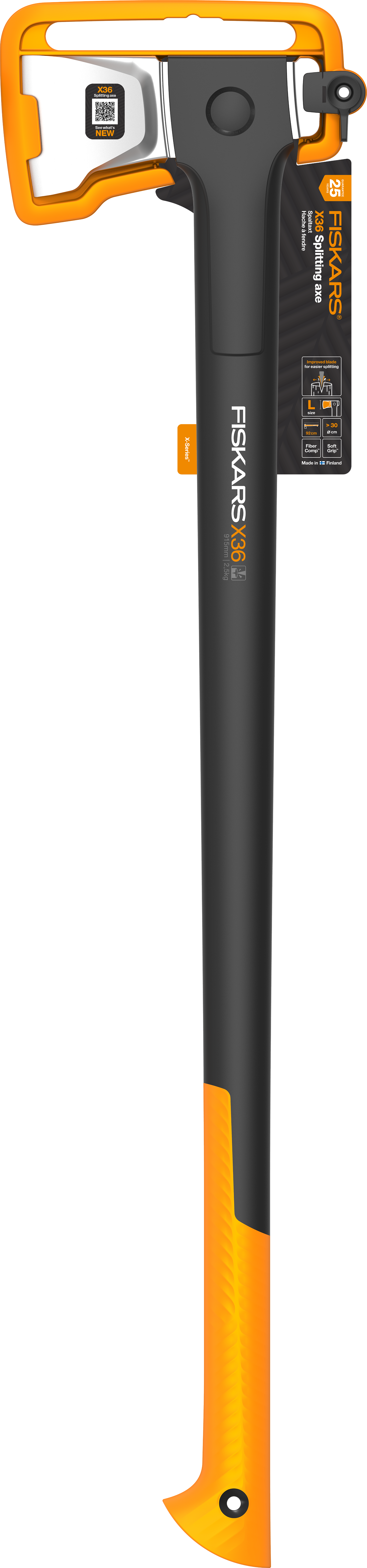 Kirvis FISKARS X36-L, stiklo pluošto kotas, skaldymo, 95 cm, 2,51 kg