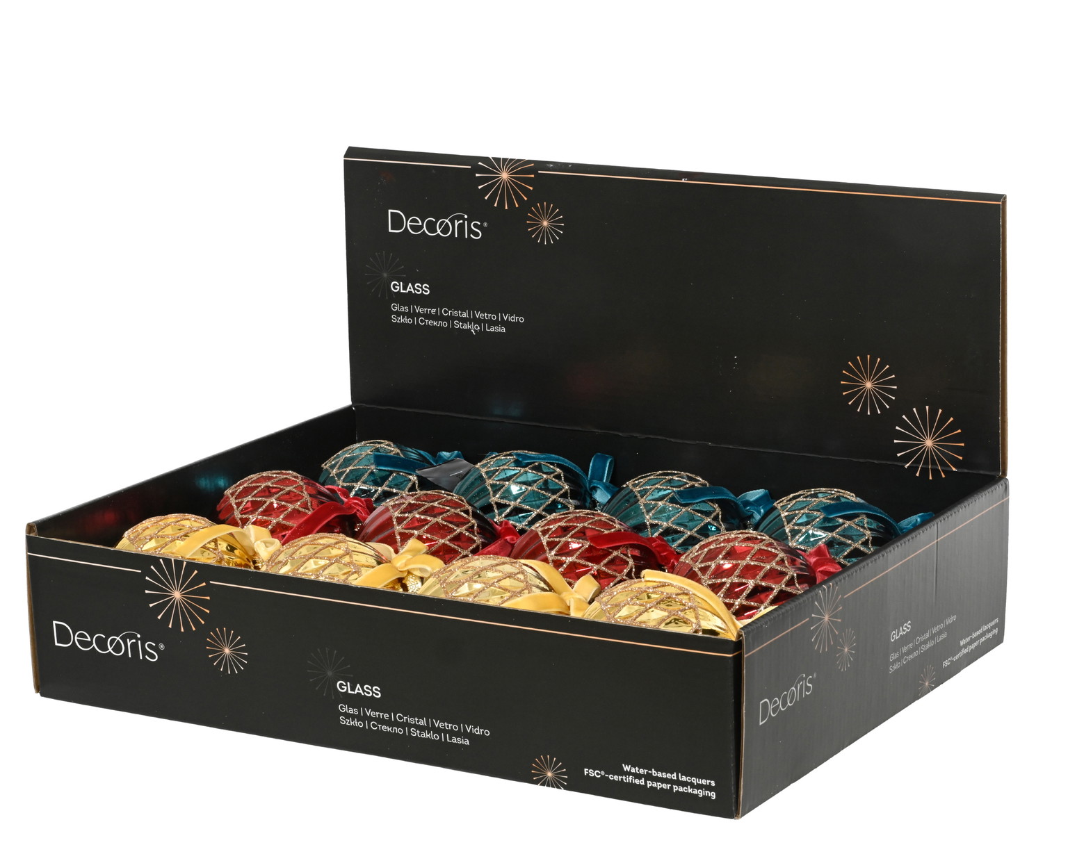 Stiklinis kalėdinis eglės žaisliukas BAUBLE BOW, 3 spalvų, 8 cm, 1 vnt-1
