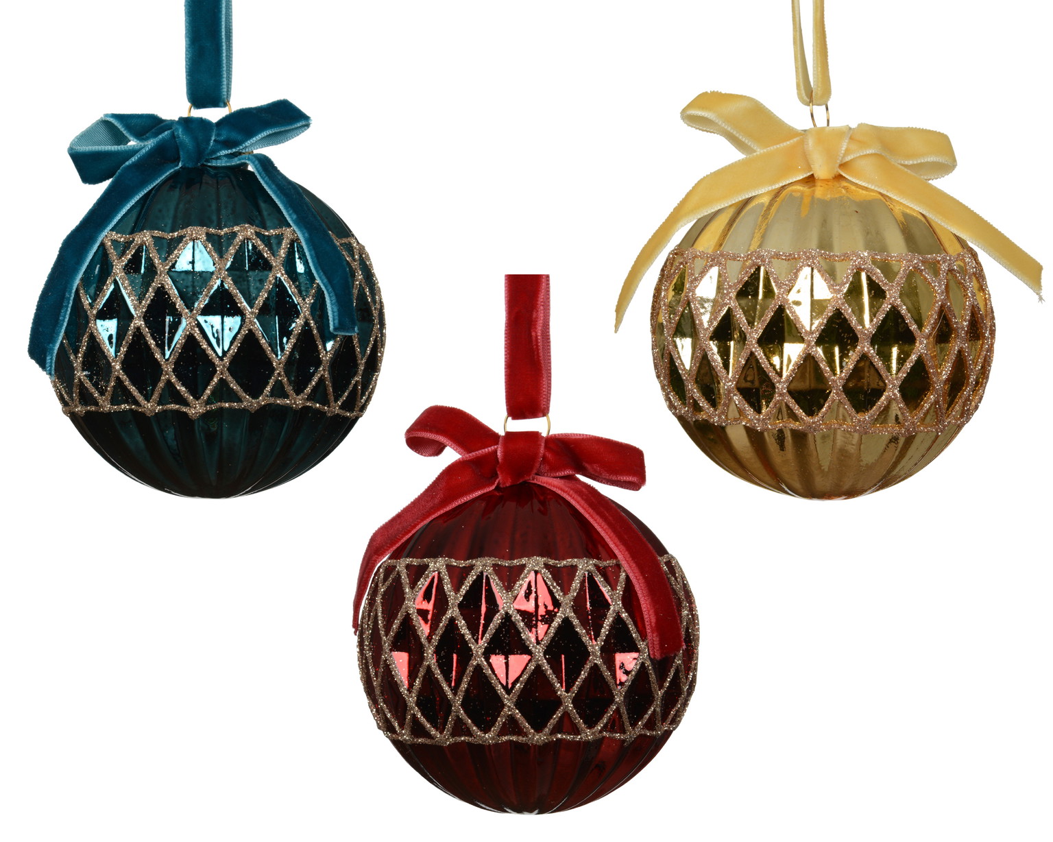 Stiklinis kalėdinis eglės žaisliukas BAUBLE BOW, 3 spalvų, 8 cm, 1 vnt-0