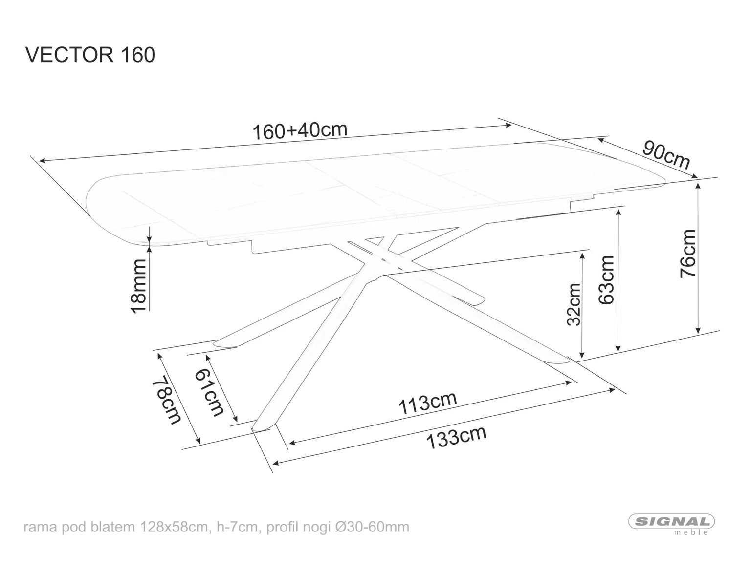 Valgomojo stalas Vector, 160-200 x 90 cm, juoda - 7