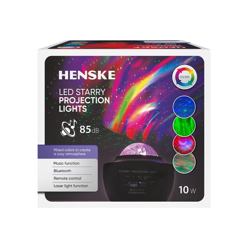 Naktinis LED šviestuvas-projektorius HENSKE STARRY, 10W, RGBW, įkraunamas, USB, su pultu-0