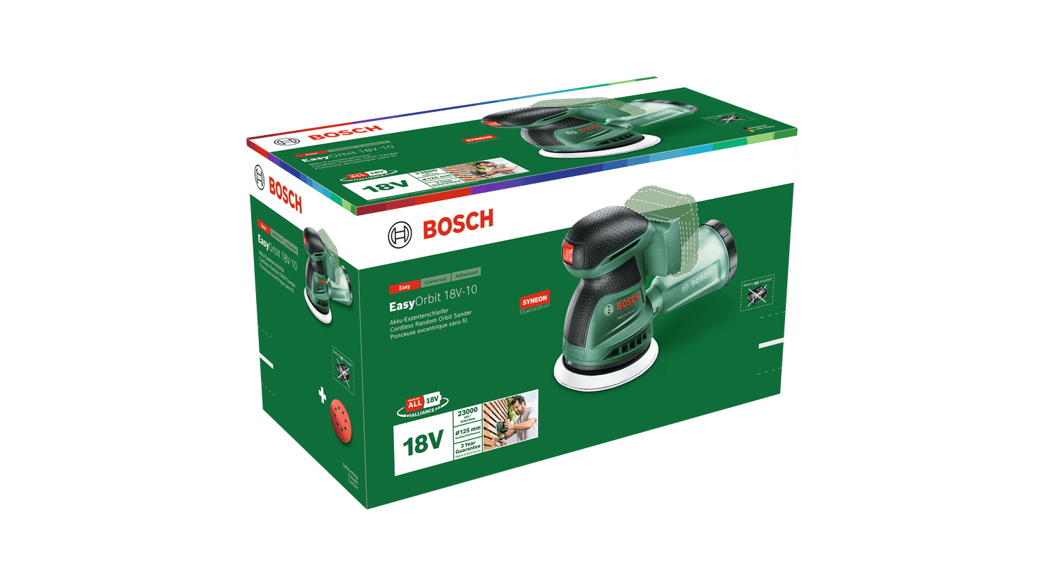 Akumuliatorinis ekscentrinis šlifuoklis BOSCH EasyOrbit 18V-10 Solo, 18 V, 125 mm, be akumuliator. - 3