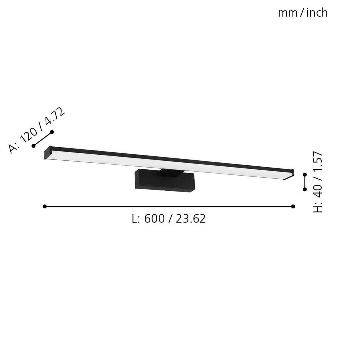 Veidrodžių LED šviestuvas EGLO Pandella, IP44, 11W, 4000K, 1350lm, juodos sp., 60 x h4 cm - 4