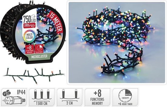 Elektrinė girlianda MICRO CLUSTER SNAKE, IP44, 750 LED, 8 režimai, įvairių sp., 15m-0