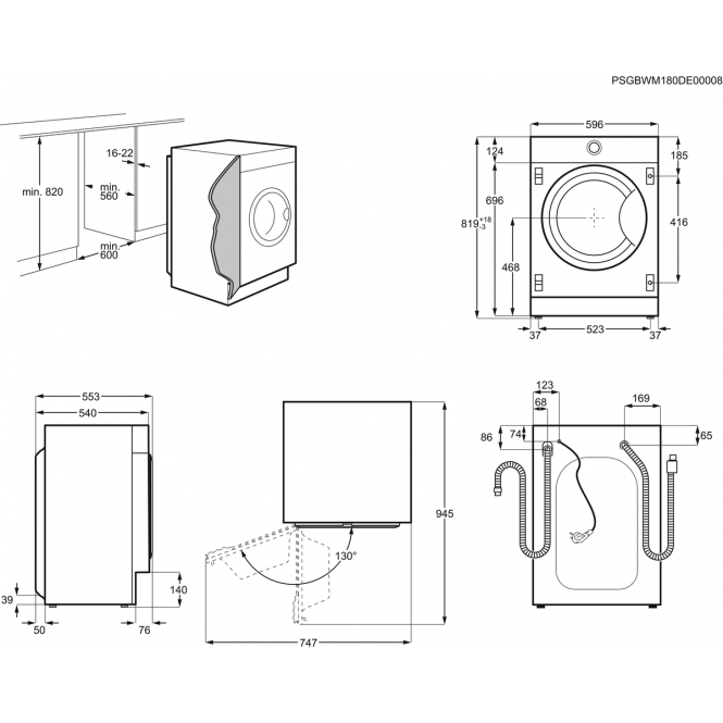 Įmontuojama skalbimo mašina Electrolux EW7W368SI, 8 kg, balta - 6