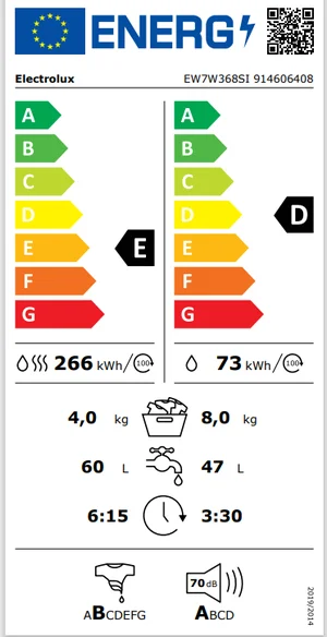 Įmontuojama skalbimo mašina Electrolux EW7W368SI, 8 kg, balta - 7