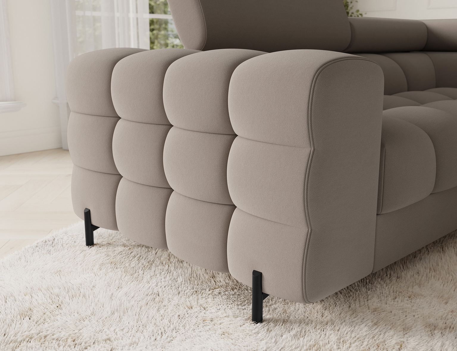 Kampinė sofa - lova Fectory, smėlio sp., 346 x 205 cm x 93 cm - 7