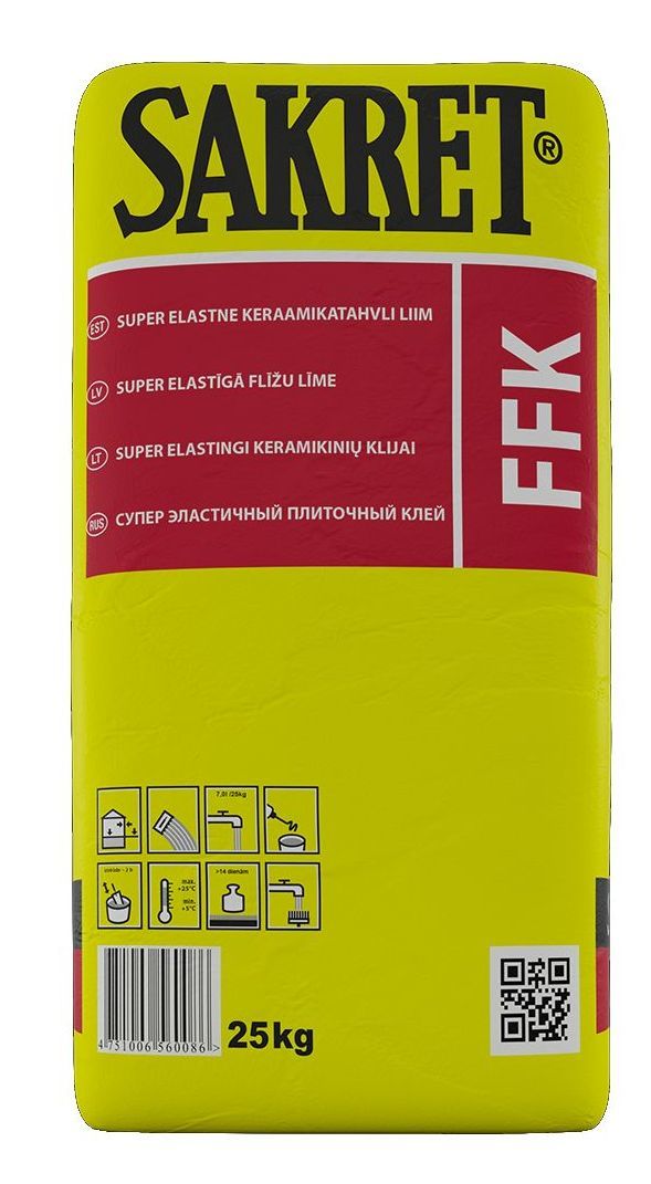 Plytelių klijai SAKRET FFK, elastingi, 25 kg-0