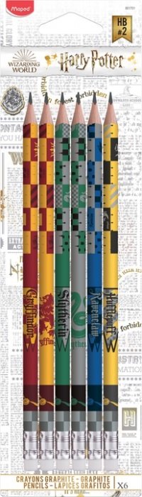 Pieštukai MAPED Harry Potter, HB, su trintuku, 6 vnt