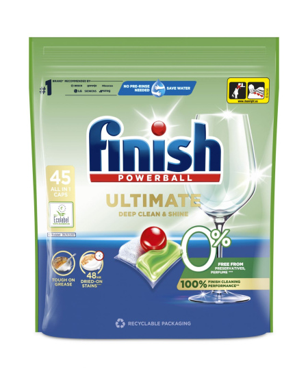 Indaplovių kapsulės FINISH ULTIMATE 0%, 45 vnt