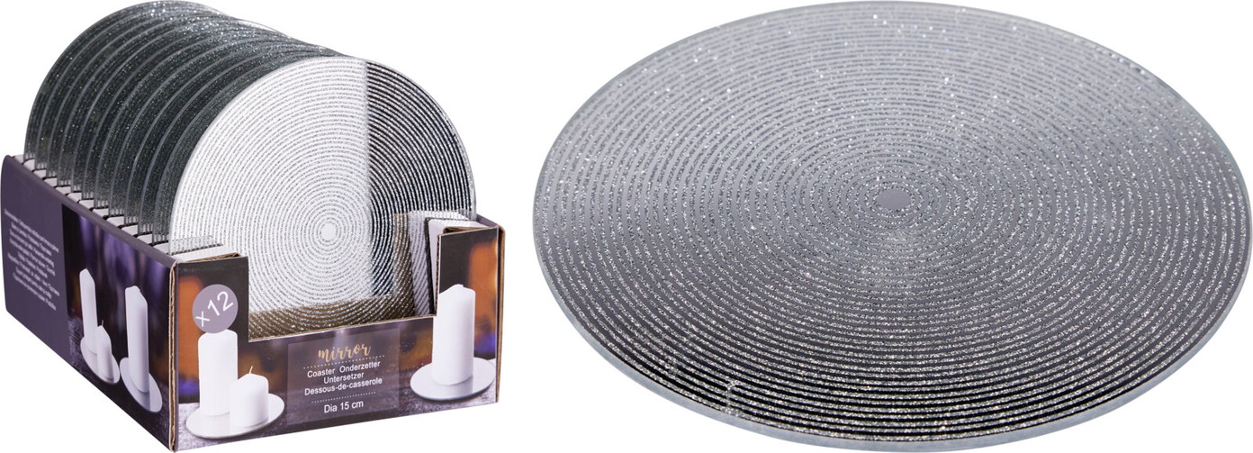 Dekoratyvinė lėkštė - žvakidė GLITTER MIRROR, auksinės sp., 15 cm-0